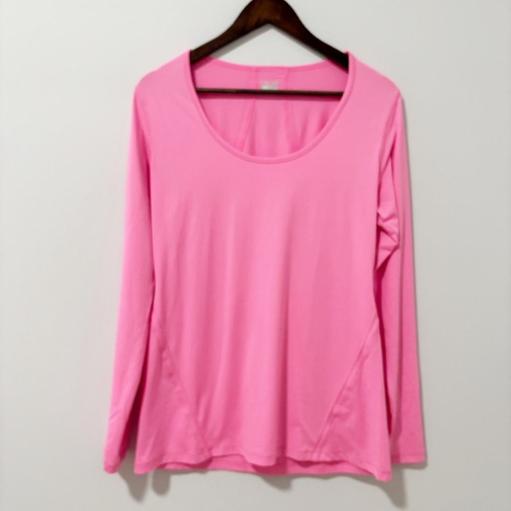 Hind Womens Hot Pink Long Sleeve Relaxed Athletic Shirt Workout Size Large‎